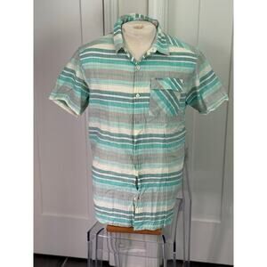 COLUMBIA SHORT SLEEVE BUTTON UP REGULAR FIT light green  PLAID MENS MEDIUM
